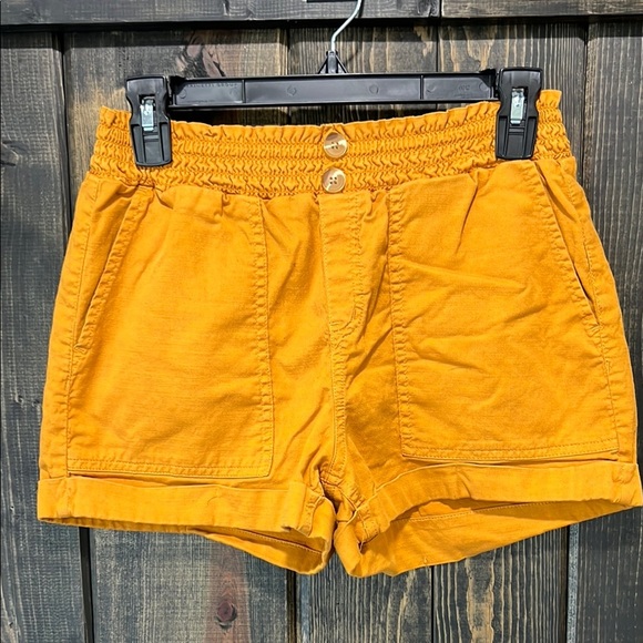 SO Utility Shorts S High Rise Golden Yellow Tan Relaxed Stretch Casual Boho - Picture 1 of 8